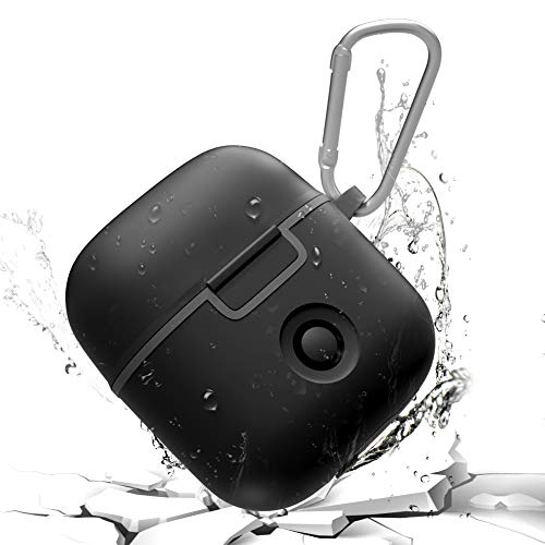Book Cover AddAcc AirPods Waterproof Case Protective Cover, Shockproof TPU Skin AirPods Case with Keychain, Dust Resistent AirPods Charging Case Compatible for Apple AirPods-Black