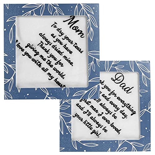 Book Cover ECOHIP 2-Pack Wedding Handkerchief Embroidered Mother of the Bride Father hankies For Dad Mom Parents Gift