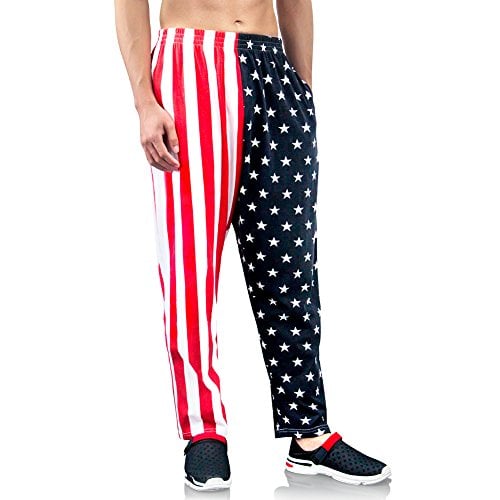 Book Cover bopika Men ‘s Beach Pants American Flag Pants Men’s Sport Sweatpants Baggy Pants (Red, XL)