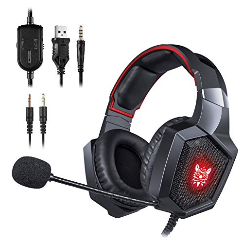 Book Cover ONIKUMA Gaming Headset - Stereo K8 Gaming Headset for PS4 Xbox One, Noise Cancelling Mic Over Ears Gaming Headphones with Microphone for Nintendo Switch Playstation 4 Laptop Smartphones and PC (Red)