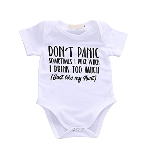 Book Cover Baby Boys Girls Romper Summer Clothes Kids Jumpsuit Playwear Don't Panic Letter Printed Infant Aunt Onesies Outfits Gift