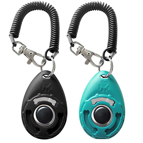 Book Cover Pet Training Clicker with Wrist Strap - Dog Training Clickers (New Black + Blue)