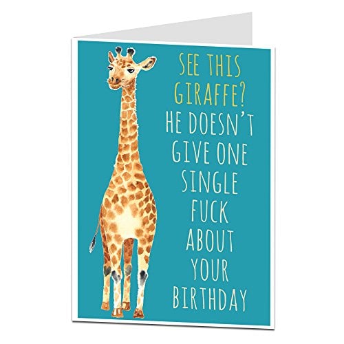 Book Cover Funny Happy Birthday Card Perfect for Men Or Women Blank Inside to Add Your Own Personal Rude & Offensive Message Quirky Giraffe Theme for 30th 40th 50th 60th 70th
