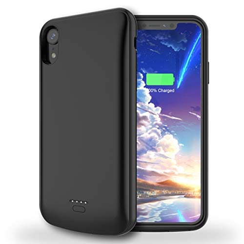 Book Cover LCLEBM Battery Case for iPhone XR, 5000mAh Portable Charging Case Compatible with iPhone XR (6.1 inch) Protective Extended Rechargeable Battery Charger Case - Black