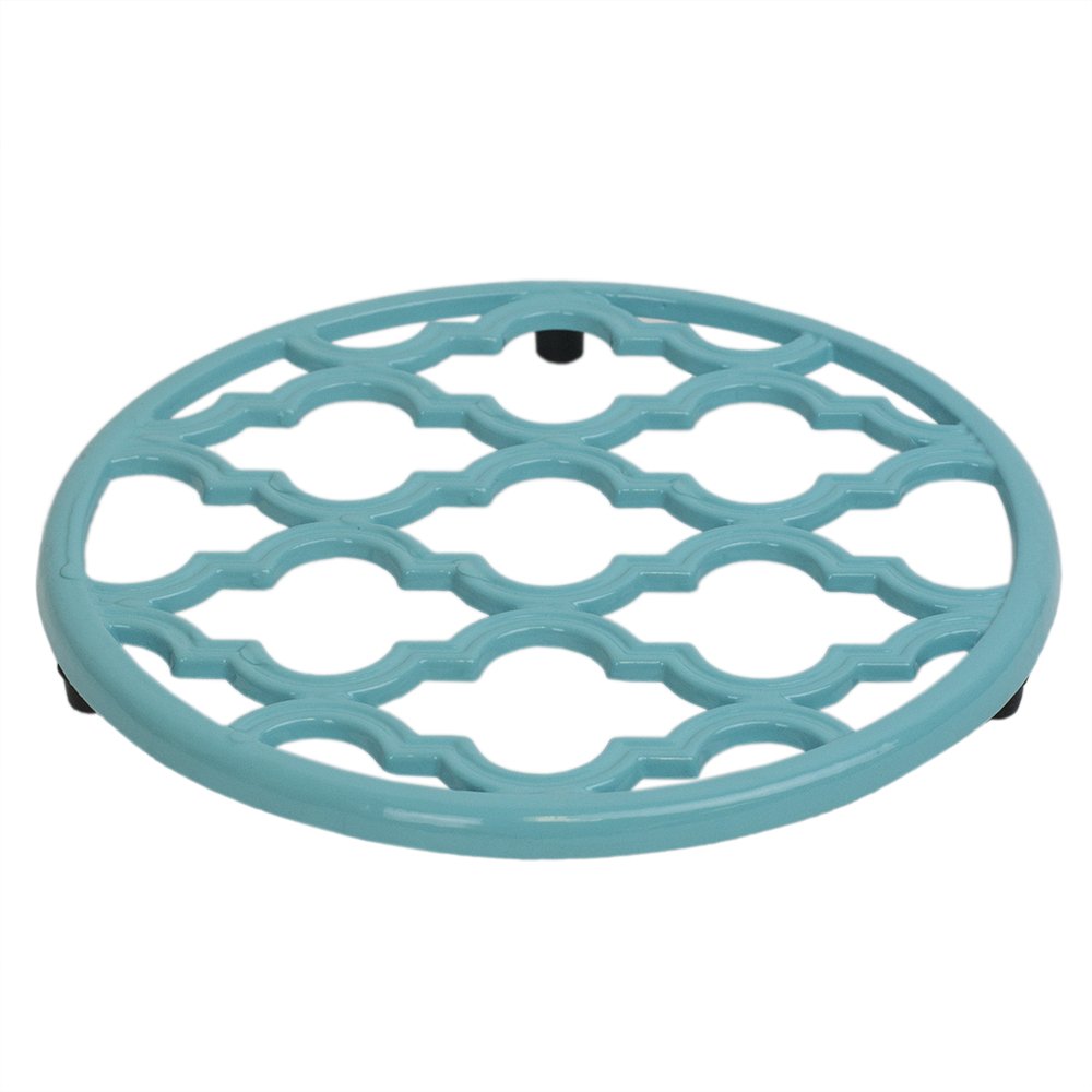 Book Cover Lattice Design Kitchen Trivet For Hot Pans (Turquoise), By Home Basics, Trivets For Hot Dishes Decorative | With Non-Skid Feet | Large Trivet