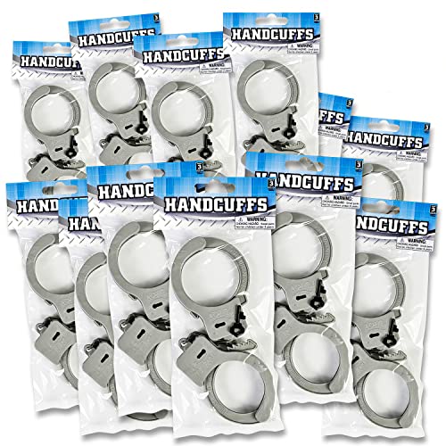 Book Cover ArtCreativity Plastic Toy Handcuffs Set - Pack of 12 - Includes One Key per Pack - Fun Party Favor, Stage or Costume Prop, Goody Bag Filler, Gift for Boys and Girls