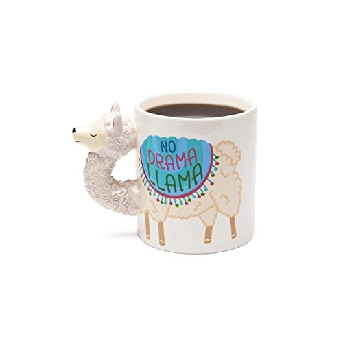 Book Cover BigMouth Inc No Drama Llama Coffee Mug - Hilarious 20 oz Ceramic Coffee Mug with Llama Head Handle - Funny Mug is Perfect for The Home or Office, Makes a Great Gift