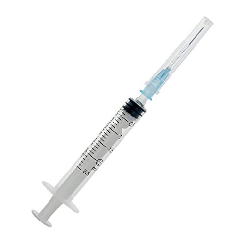 Book Cover 2.5ml/cc Disposable Sterile Syringe with 23Ga Needle, Single Aseptic and Separate Packaging (20Pack)