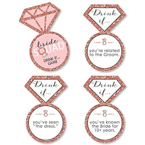 Book Cover Drink If Game - Bride Squad - Rose Gold Bridal Shower or Bachelorette Party Game - 24 Count