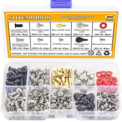 Book Cover Sutemribor 300PCS Personal Computer Screw Standoffs Set Kit for Hard Drive Computer Case Motherboard Fan Power Graphics