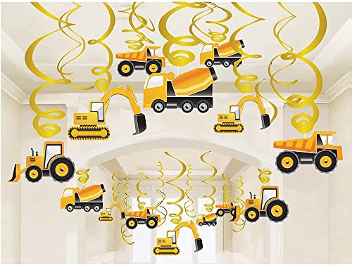 Book Cover 30PCS Construction Hanging Swirls Decorations - Car Excavator Bulldozer Birthday Party Ceiling Swirls Decor for Kids, Boys, Baby Shower