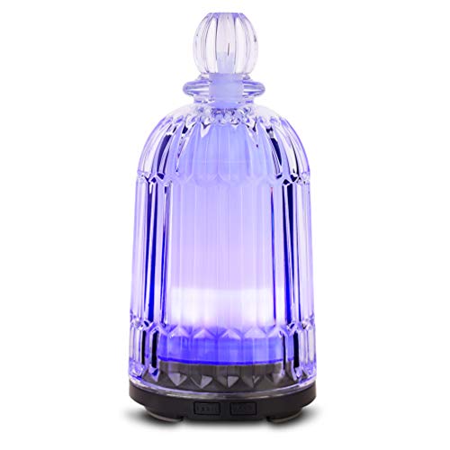 Book Cover Glass Essential Oil Diffuser Aromatherapy Diffuser, 120ml Ultrasonic Cool Mist Humidifier 7 Colors Light Adjustable Mist Mode Waterless Auto Shut-Off for Home Office Bedroom