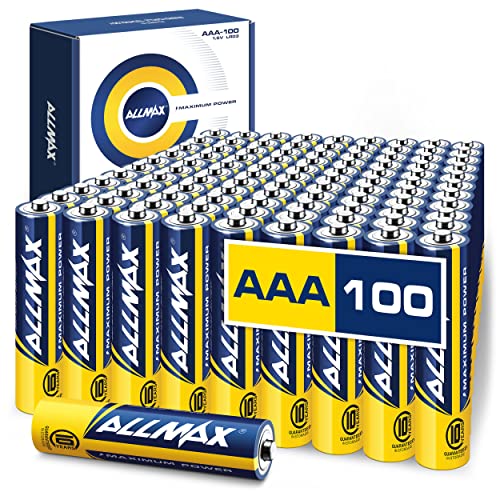 Book Cover Allmax AAA Maximum Power Alkaline Triple A Batteries (100 Count) – Ultra Long-Lasting, 10-Year Shelf Life, Leakproof Design, 1.5V