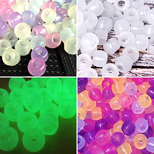 Book Cover Korlon 1000 Pcs Glow in The Dark Beads, Plastic UV Beads Bracelet Pony Beads Color Changing Beads for Jewelry Making Bracelets, Necklace