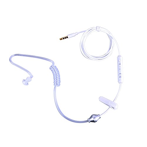 Book Cover Greyghost Single Earbud, Anti-Radiation FBI Earpiece Mono Clear Earphone, 3.5mm Monaural Hollow Air Tube Wired Headphone, EMF Reducing Headset One-Ear Ear Bud with Mic and On Off Answer Switch