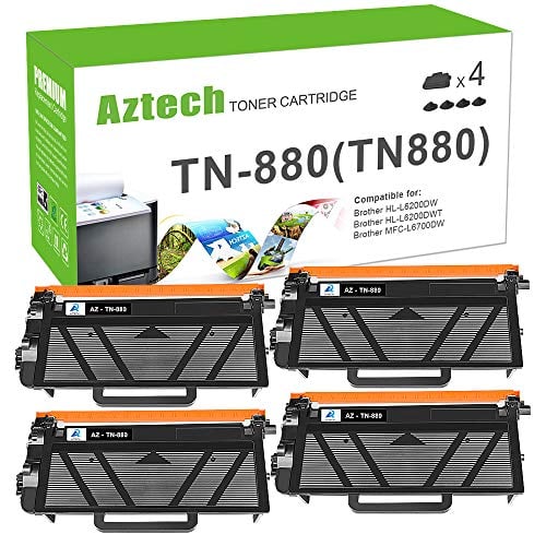 Book Cover Aztech Compatible Toner Cartridge Replacement for Brother TN880 TN-880 (Black,4-Packs)