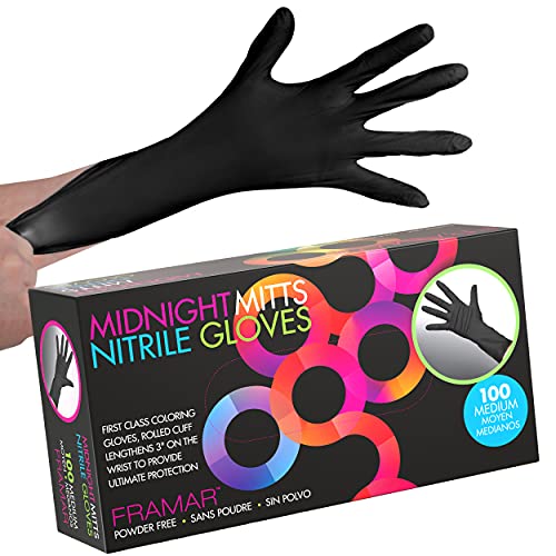 Book Cover FRAMAR Powder Free Nitrile Gloves – 12 INCH Black Disposable Gloves Latex Free, Non Latex Gloves, Hair Dye Gloves, Tattoo Gloves, Mechanics Gloves, Small Nitrile Gloves, Disposable Gloves Small