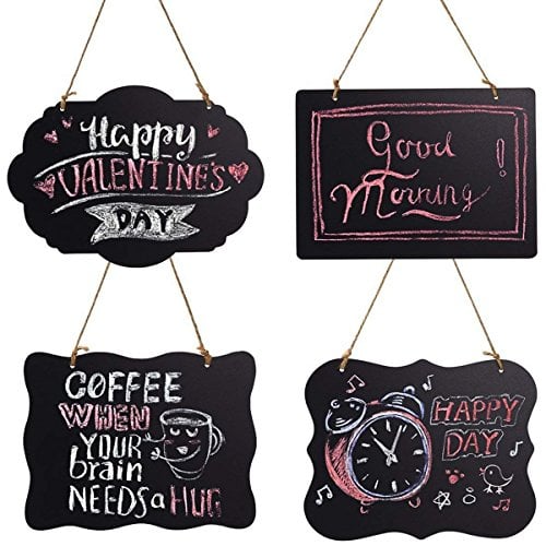 Book Cover Homemaxs Chalkboard Sign Double-Sided Message Board with Hanging String - 4 Pack