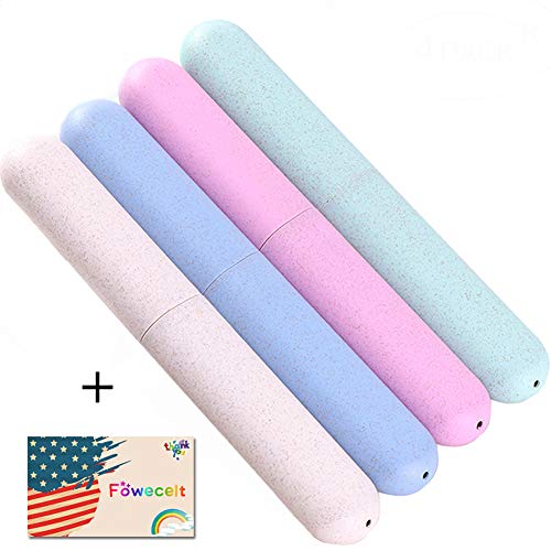 Book Cover 4 Packs Travel Toothbrush Case, Portable Toothbrush Storage Box Toothbrushes Holder for Travel, Camping, School