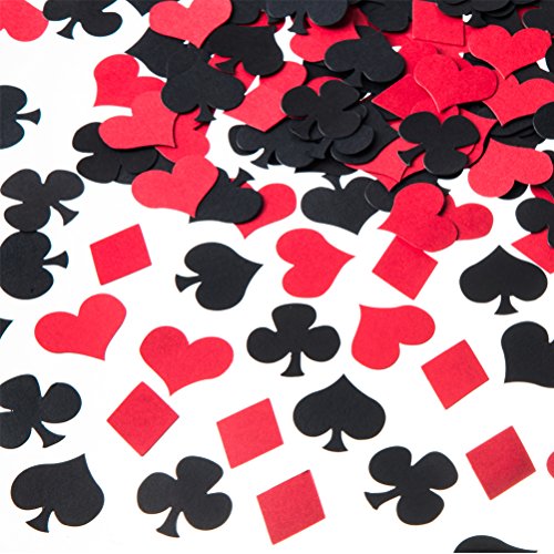 Book Cover MOWO Casino Confetti Table Decoration and Las Vegas Theme Party Decoration (Black,red,200pc)