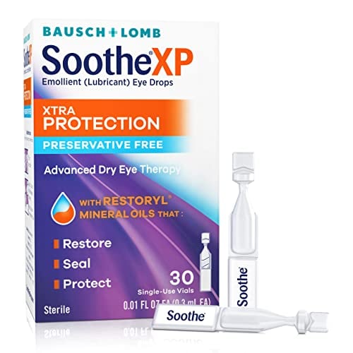Book Cover Bausch + Lomb Soothe Preservative-Free Lubricant Eye Drops, Xtra Protection, Box of 30 Single Use Dispensers
