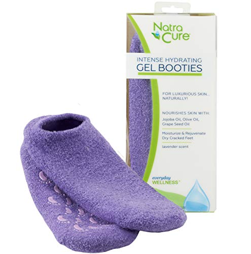 Book Cover NatraCure Moisturizing Gel Socks - (Helps Dry Feet, Cracked Heels, Dry Heels, Rough Calluses, Cuticles, Dead Skin, Use with your Favorite Lotions, Creams or Spa Pedicure) - Color: Lavender