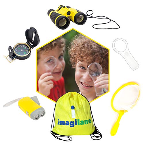Book Cover Explorer Kit for Kids â€“ Fun and Educational Toys for Nature Exploration and Outdoor Play â€“ Kits include Binoculars, Flashlight, Compass, Magnifying Glass, Butterfly Net and Backpack â€“ 3 year olds & up