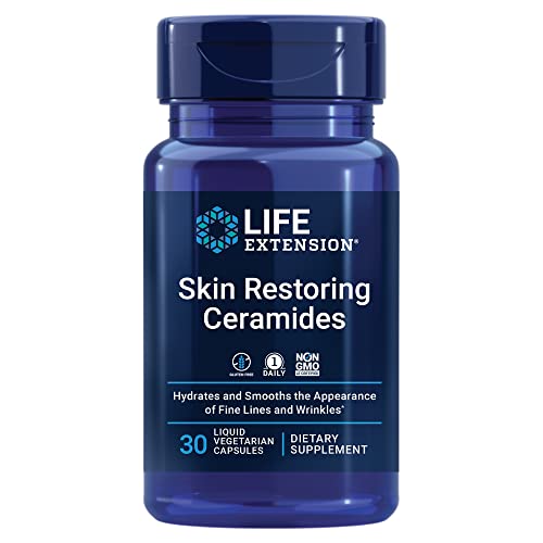 Book Cover Life Extension Skin Restoring Ceramides - Promotes Hydration & Encourages Healthy Ceramide Levels in Skin - Once-Daily Oral Supplement - Non-GMO, Gluten-Free – 30 Liquid Vegetarian Capsules