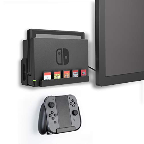 Book Cover Monzlteck Wall Mount for Switch+Controller Mount,Compatible with OLED Version,Game Card Holder,Solid Metal