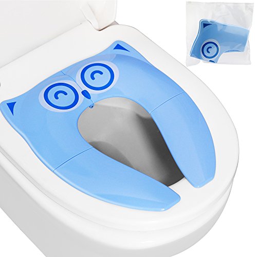 Book Cover Firares Upgrade Folding Large Non Slip Silicone Pads Travel Portable Reusable Toilet Potty Training Seat Covers Liners with Carry Bag for Babies, Toddlers and Kids, Blue