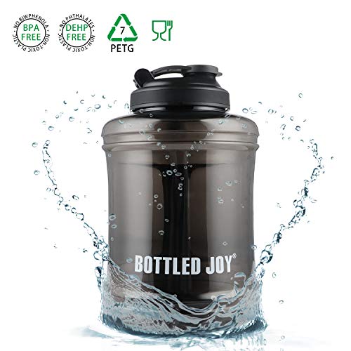Book Cover Large Water Bottle Big Sports Water Jug Mammoth Mug Huge Wide Mouth Water Bottle 2.5 Litre Men Handheld Fit Leakproof Jug for Gym Canteen Travel Outdoor Camping Sturdy BPA-Free PETG Material Black