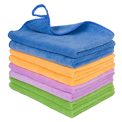 Book Cover Wecrea (8 Piece Thick+2 Free Microfiber Cleaning Cloth, Odourless Cleaning Towels, High Absorbent Rags Kitchen/House/Car/Glass/Electronics/Stainless Steel, 2 Piece Lens are Free