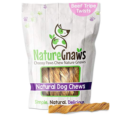 Book Cover Nature Gnaws Tripe Twists for Dogs - Premium Natural Beef Sticks - Simple Single Ingredient Crunchy Dog Chew Treats - Rawhide Free 10 Count (Pack of 1)
