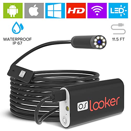 Book Cover OSLooker Endoscope Camera - Borescope - Wireless Inspection Camera 3.5m HD 2MP - Lizard Cam - Flexible Snake Camera with Light - HD Waterproof Endoscopic Camera - WIFI Gadgets