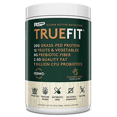 Book Cover RSP TrueFit - Grass Fed Lean Meal Replacement Protein Shake, All Natural Whey Protein Powder with Fiber & Probiotics, Non-GMO, Gluten-Free & No Artificial Sweeteners, 2LB Vanilla