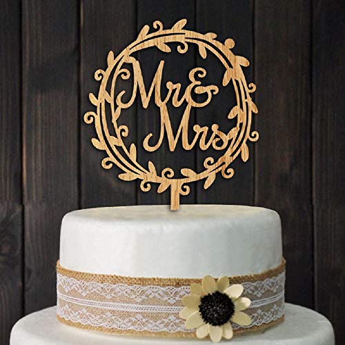 Book Cover YAMI COCU Mr and Mrs Cake Toppers Rustic Wood Wedding Party Engagement Decoration
