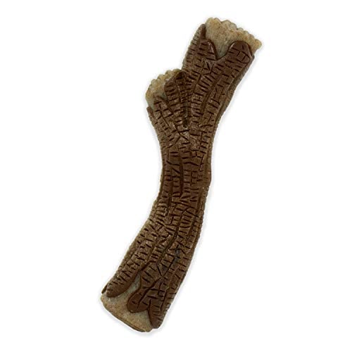 Book Cover Nylabone Real Wood Stick Strong Dog Stick Chew Toy Maple Bacon X-Large/Souper (1 Count)