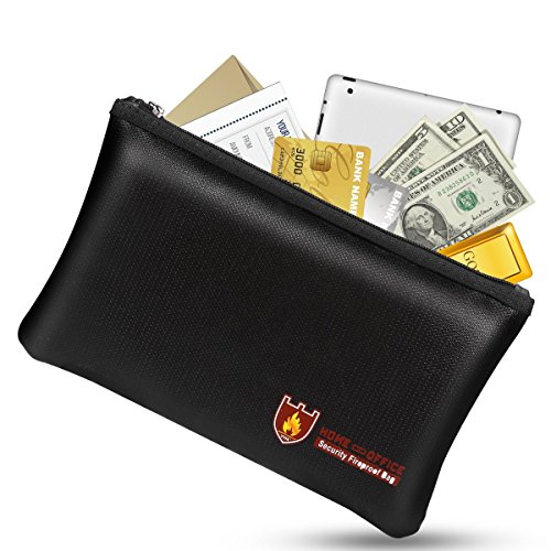 Book Cover Fireproof Money Safe Document Bag. NON-ITCHY Silicone Coated Fire & Water Resistant Safe Cash Bag. Fireproof Safe Storage for A5 Size File Folder Holder, Money, Document, Ipad, Jewelry and Passport