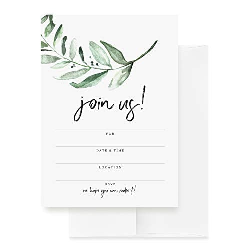 Book Cover Bliss Collections All Occasion Invitations with Envelopes, Rustic Greenery, Cards for Your Wedding, Reception, Bridal or Baby Shower, Engagement and Birthday Party, 5