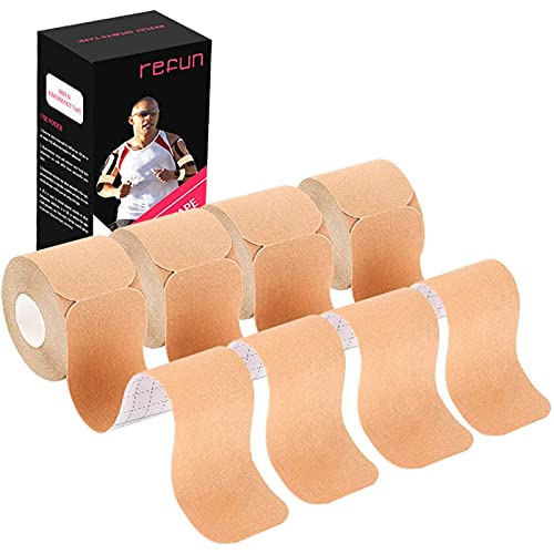 Book Cover REFUN Kinesiology Tape Precut (4 Rolls Pack), Elastic Therapeutic Sports Tape for Knee Shoulder and Elbow, Pain Relief, Waterproof, Latex Free, 2