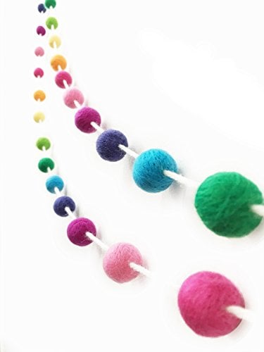 Book Cover Misscrafts Felt Ball Garland 9.8 Feet 100% Wool Roving Pom Pom Garland 35 Balls 20mm Colorful for Baby Shower Grand Opening Party Festivals Room Decorations