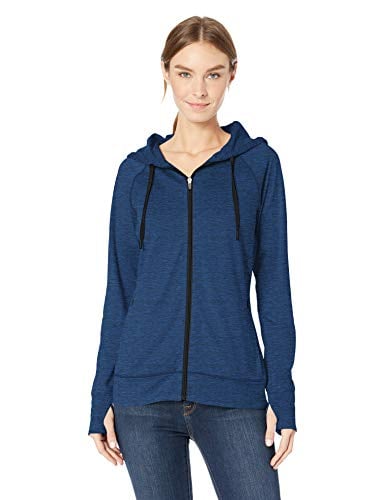 Book Cover Amazon Essentials Women's Brushed Tech Stretch Full-Zip Hoodie