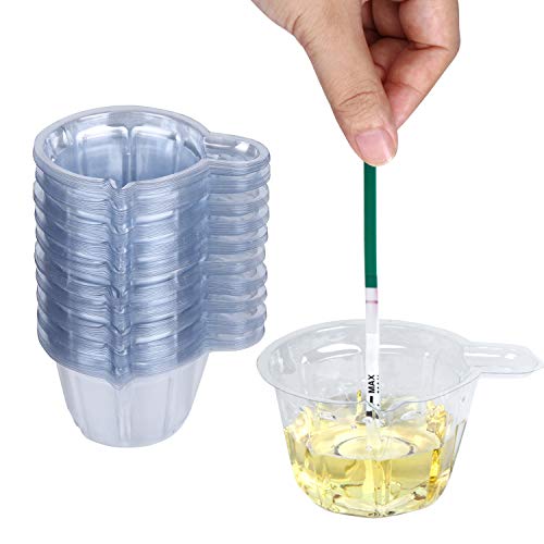Book Cover 100 Pack Urine Cups, Esee Plastic Disposable Urine Specimen Cups for Ovulation Test/Pregnancy Test/pH Test Etc. 40ML