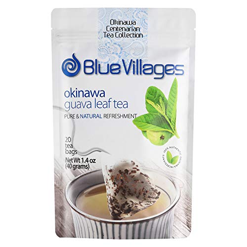 Book Cover Guava Tea by Blue Villages - Sleep | Anti-Diarrhea | Lower Cholesterol & Diabetes | 100% Pure Leaf, Natural, Organic, Caffeine-Free, 20 Tea Bags (2g each) from Okinawa, Japan