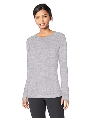 Book Cover Amazon Essentials Women's Brushed Tech Stretch Long-Sleeve Crew