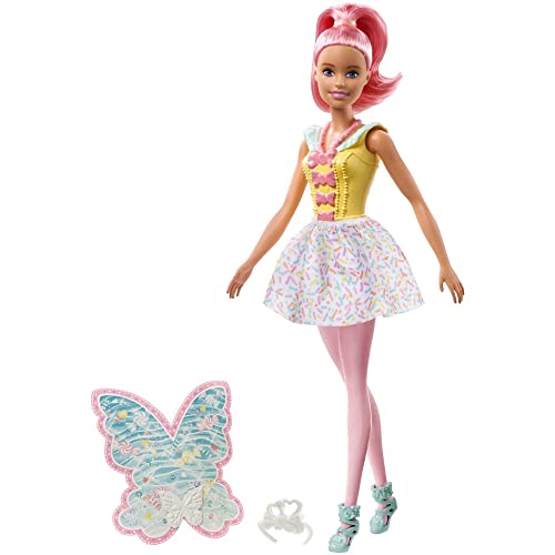 Book Cover Barbie Dreamtopia Fairy Doll, Approx 12-Inch, with A Colorful Candy Theme, Pink Hair and Wings, for 3 to 7 Year Olds