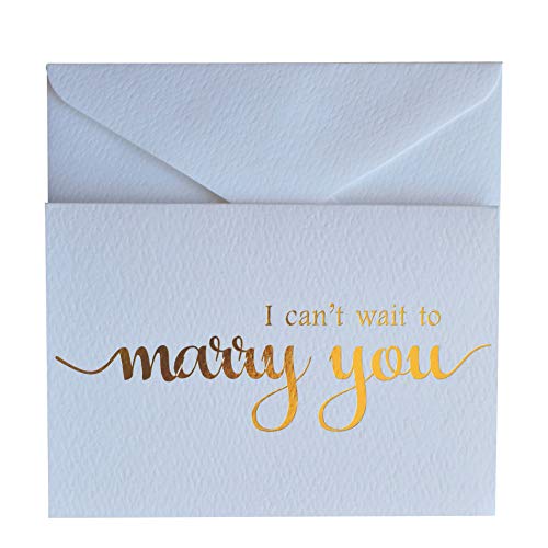 Book Cover MAGJUCHE I Can't Wait to Marry You Wedding Day Card, to Your Bride or Groom, Gold Foil Notecard Love Note Before I Do
