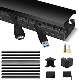 Book Cover Cable Raceway Kit, Stageek Cable Management System Kit Open Slot Wiring Raceway Duct with Cover, On-Wall Cable Concealer Cord Organizer to Hide Wires Cords for TVs, Computers - 9x15.4inch, Black
