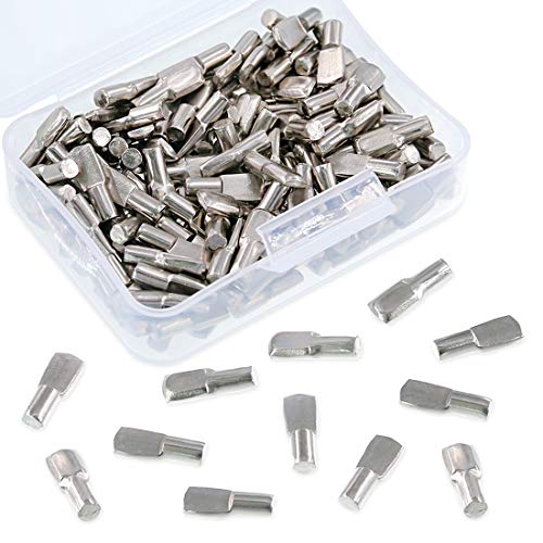 Book Cover 150Pcs 5mm Shelf Support Shelf Pins Kit, Nickel Plated Spoon Shape Cabinet Furniture Shelf Support Pegs Perfect for Shelf Holes on Cabinets, Entertainment Centers (Shelf Pins Kit)