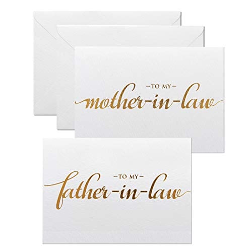 Book Cover MAGJUCHE to My Father-in-Law, Mother-in-Law Wedding Day Cards Set from The Bride and Groom, Gold Foil Wedding Cards for in Laws